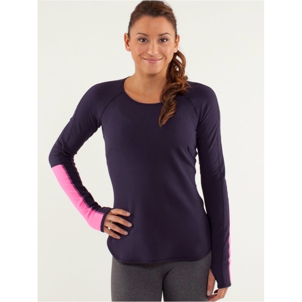 Lululemon Reversible Runder Under pink and black Long Sleeve Sz 8 top NWT
